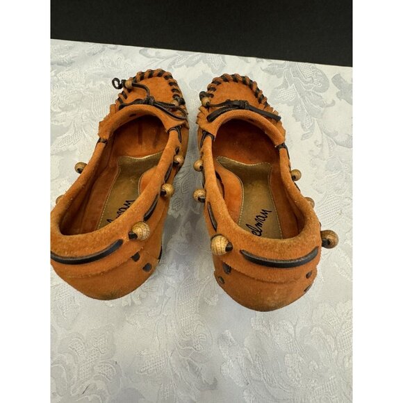 Sam Edelman Size 6M Angelina Moccasin Wedge Shoe Orange Fringe Suede - Picture 11 of 16